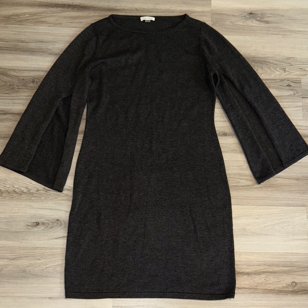 Calvin Klein Collection Dark Gray Long Sleeve sweater Dress